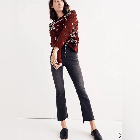 Madewell Cali Demi-Boot Jeans: Asymmetrical Hem Edition Size 26 Tall Button Fly - Picture 1 of 8